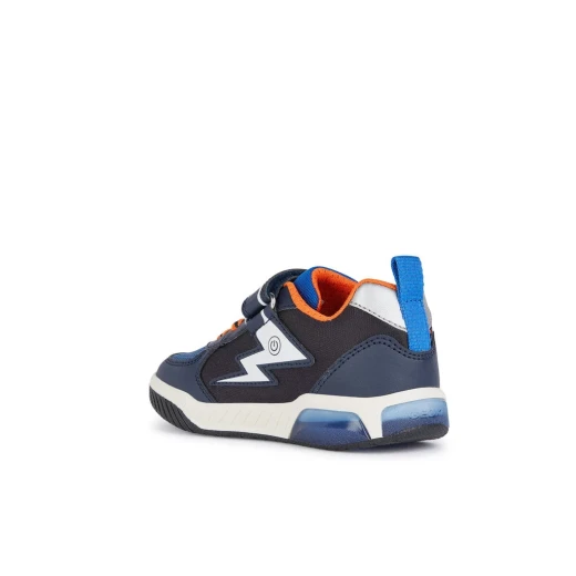 Geox Inek Boy's Sneakers Navy Blue 35 Featuring Breathable Fabric and Leather Effect Design with Outsole Lights for Active Boys. Comfortable Low Cut Style for Sportswear - Geox - Image 4