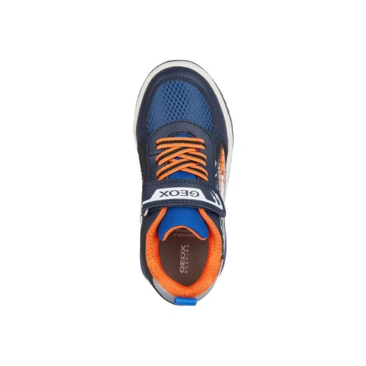 Geox Inek Boy's Sneakers Navy Blue 35 Featuring Breathable Fabric and Leather Effect Design with Outsole Lights for Active Boys. Comfortable Low Cut Style for Sportswear - Geox - Image 6