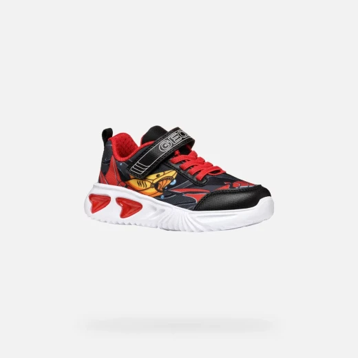 Geox Assister Boy's Sneakers Black 38 Breathable Lightweight Low Cut Running Shoe Style Printed Mesh Printed Leather Effect Outsole Lights Sporty Modern Active Aesthetic - Image 9