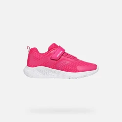 Sprintye Girl Fuchsia Sneakers, Size 28, Designed for Girls with Breathable Mesh and Leather Effect Material, Cushioning for Comfort and Style, Perfect for School or Playtime