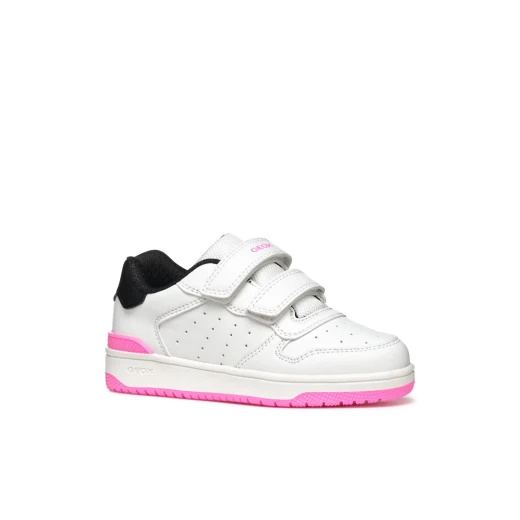 Washiba Girl Basketball Style Low Cut Sneakers White Leather Effect 34 Comfortable Breathable Double Riptape Closure Practical Foot Entry Girls Athleisurewear On Trend - Geox - Image 13