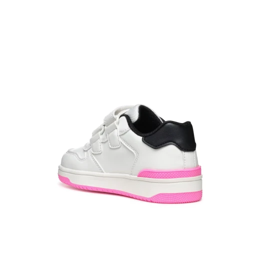 Washiba Girl Basketball Style Low Cut Sneakers White Leather Effect 34 Comfortable Breathable Double Riptape Closure Practical Foot Entry Girls Athleisurewear On Trend - Geox - Image 24