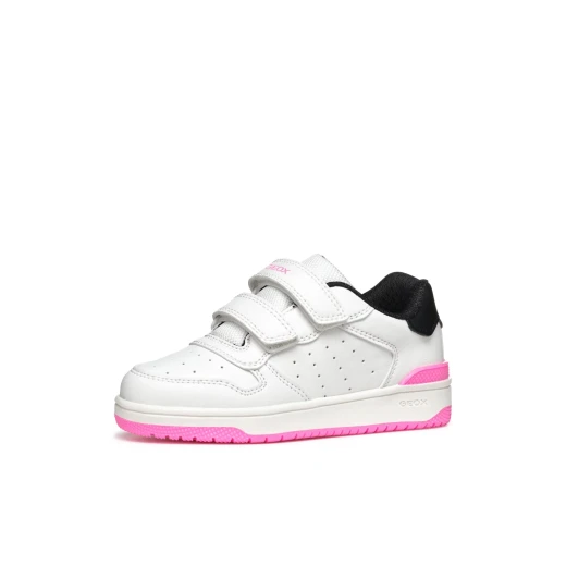 Washiba Girl Basketball Style Low Cut Sneakers White Leather Effect 34 Comfortable Breathable Double Riptape Closure Practical Foot Entry Girls Athleisurewear On Trend - Geox - Image 5