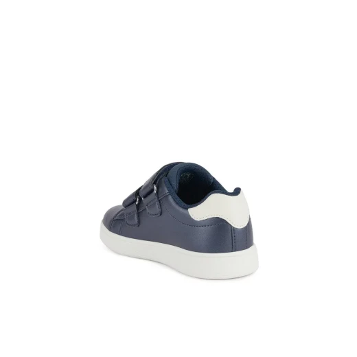 Geox Eclyper Girl Low Cut Sneakers Navy Pearlescent Leather Effect 28 Double Riptape Closure Comfortable Feminine Tennis Court Style Fast Delivery Easy Exchange - Geox - Image 8