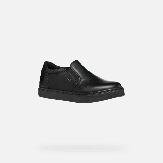 Nashik Boy Black Espadrilles for Boys Soft Nappa Leather Slip On Shoes Minimalist Design School Uniform Compatible Size 38 Comfortable and Practical Footwear - Geox - Image 3