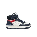 Geox Washiba Boy Sneakers Navy 37 Leather Effect Mid-Cut Shoes - Geox
