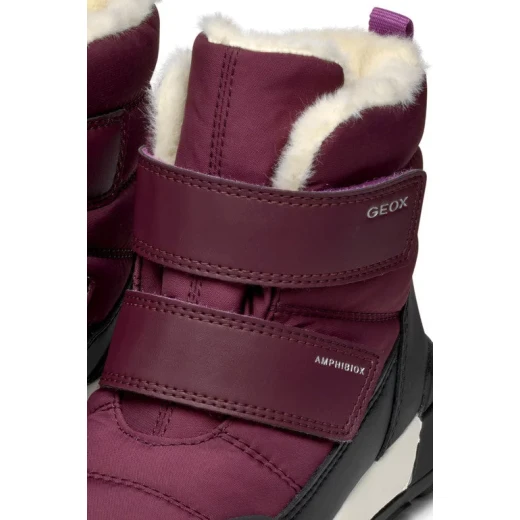 Geox Trekkyup ABX Girl's Ankle Boot Burgundy Waterproof Hiking Style Boot for Girls Size 28 Durable Nylon Leather Effect Upper Flexible Grippy Sole Fast Delivery - Trekkyup - Image 4