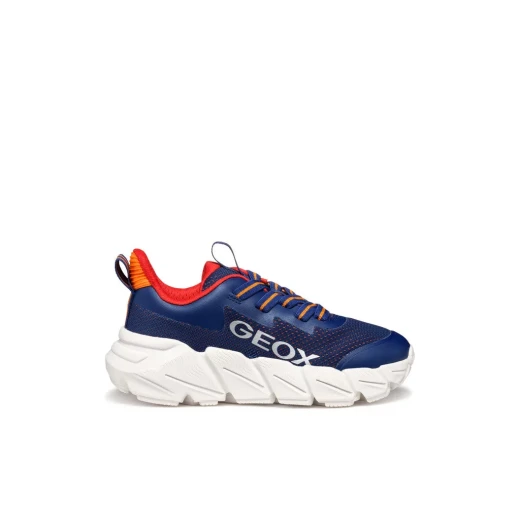 حذاء رياضي Geox Flexyper Fast Boy Navy بشبكة منخفضة القطع، نعل تنفسي، مقاس 30، تصميم عصري للأولاد، حماية TPU متينة للأطفال النشطين