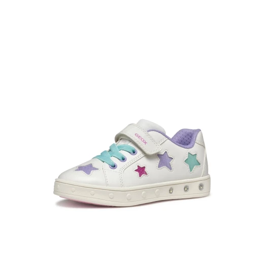 Skylin Girl's Casual Breathable Sneakers White 35 with Lights - Geox - Image 10