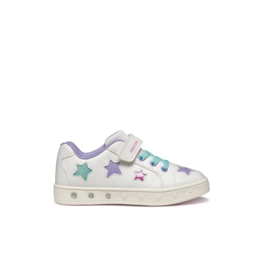 Skylin Girl's Casual Breathable Sneakers White 35 with Lights - Geox - Image 8