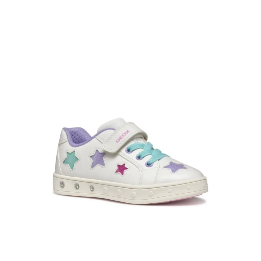 Skylin Girl's Casual Breathable Sneakers White 35 with Lights - Geox - Image 9