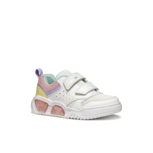 Geox Illuminus Girl's Sneakers White Mesh & Leatherette Upper with Light-Up Outsole for School & Play, Size 35 for Active Kids - Geox - Image 3