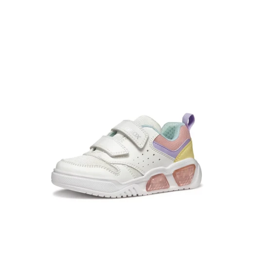 Geox Illuminus Girl's Sneakers White Mesh & Leatherette Upper with Light-Up Outsole for School & Play, Size 35 for Active Kids - Geox - Image 4