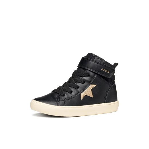 Geox GISLI Girl's Sneakers Black Shiny Fabric Leather Effect Casual Sporty Style 30 Perfect for School Leisure & Everyday Activities J564NC.054AS.C9BB5 - Gisli - Image 4