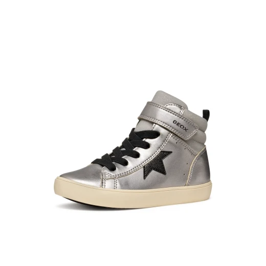 GISLI Girl's Silver Sneakers: Sporty Design in Pearlescent Leather Effect and Shiny Fabric, Perfect for School & Leisure. Size 37, Item J564NC.0AJAS.C1363. Contemporary Vibe. - Gisli - Image 4