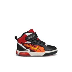 Geox Inek Boy's Sneakers Black Leather Effect Fabric 34 with Light Up Sole for Active Playtime and Everyday Wear Comfortable Design J569CC.05411.C0048