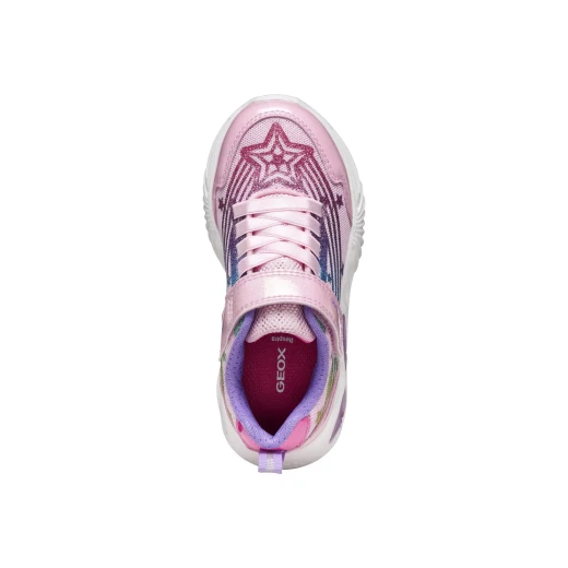 Geox Assister Girl Sneakers Pink 35 Features Shiny Fabric Patent Pearlescent Leather Effect Material Outsole Lights Operated by Switch Children's Footwear - Helper - Image 9