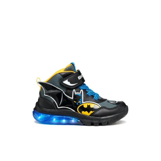 Geox Ciberdron Boy's Sporty Sneakers with Batman Inspiration, Mesh and Leather-Effect Upper, and Light-Up Sole Controlled by Press Button, Size 33, Black Color - Ciberdron - Image 2