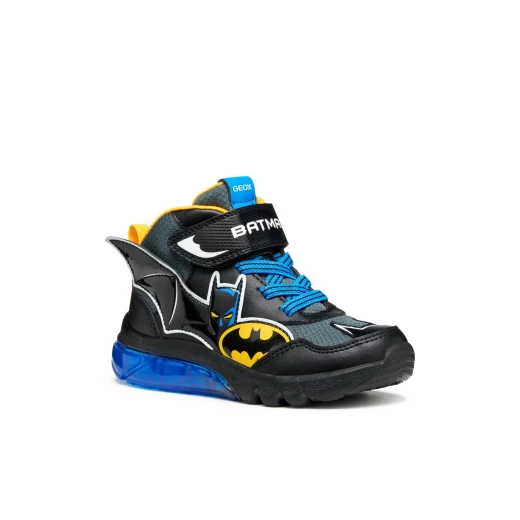 Geox Ciberdron Boy's Sporty Sneakers with Batman Inspiration, Mesh and Leather-Effect Upper, and Light-Up Sole Controlled by Press Button, Size 33, Black Color - Ciberdron - Image 3