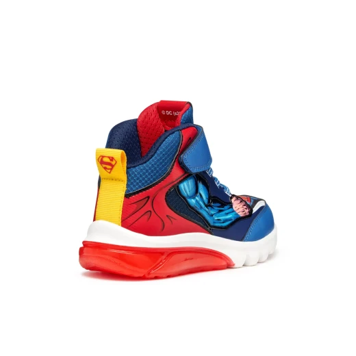 Geox Ciberdron Boy Sneakers Blue 36, Superman Edition with Lights, Sporty Design for Boys, Mesh and Leather-Effect Material, Press Button Control, J56LBF.0BC14.C0200 - Geox - Image 4
