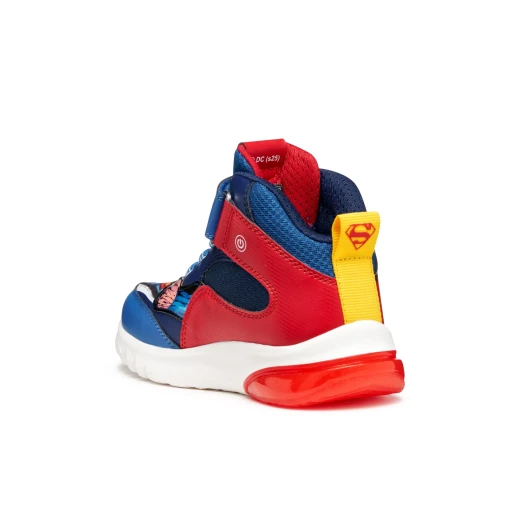 Geox Ciberdron Boy Sneakers Blue 36, Superman Edition with Lights, Sporty Design for Boys, Mesh and Leather-Effect Material, Press Button Control, J56LBF.0BC14.C0200 - Geox - Image 5
