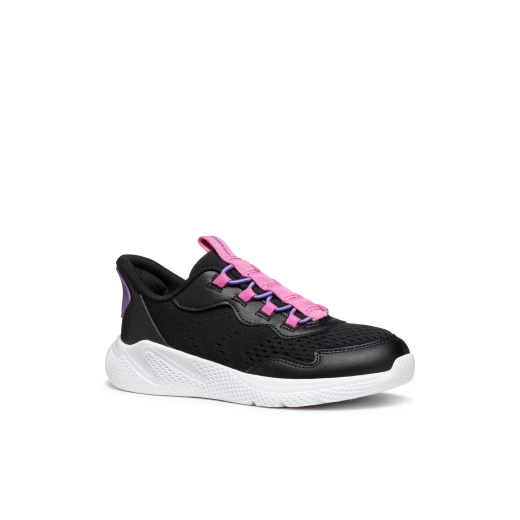 Sprintye Fast In Girl's Sneakers Black Color Modern Design Running Style Mesh Leather Effect Slip On Technology Size 35 - Geox - Image 3