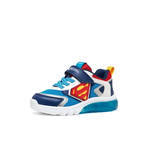 Geox Ciberdron Boy Sneakers Blue Mesh Leather Effect Superman Design Size 32 - Geox - Image 4