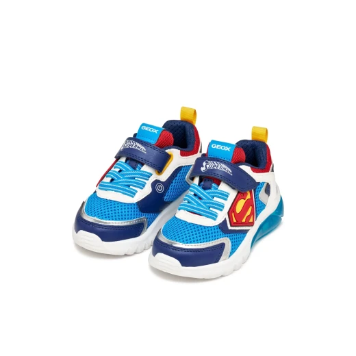 Geox Ciberdron Boy Sneakers Blue Mesh Leather Effect Superman Design Size 32 - Geox - Image 7