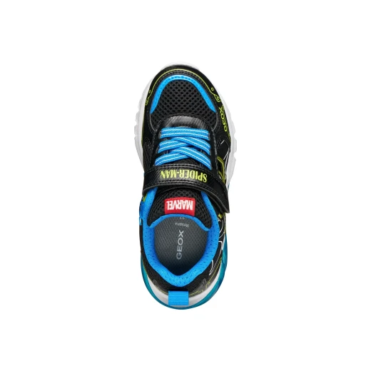 حذاء رياضي للأولاد من جيوكس سيبردرون أسود شبكي مستوحى من سوبرمان مع أضواء معدنية مقاس 34 للمرح والرياضة - جيوكس - Image 9