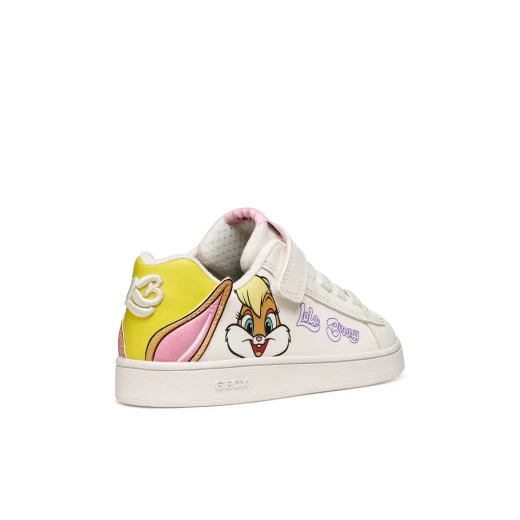Geox Eclyper Girl Sneakers White Looney Tunes Patches Size 32: Breathable Fabric and Leather Effect Design for Playtime and Leisure Activities. Comfortable and Stylish Footwear - Geox - Image 4
