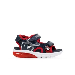 Geox Ciberdron Boy's Sandals Navy Mesh 28 Spiderman Design with Multicolor TPR Patches and Lights Perfect for Active Kids
