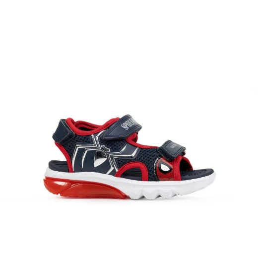 Geox Ciberdron Boy's Sandals Navy Mesh 28 Spiderman Design with Multicolor TPR Patches and Lights Perfect for Active Kids - Geox - Image 2