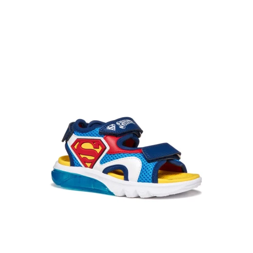 Geox Ciberdron Boy's Sandals Blue Mesh and Leather Effect Design Featuring Spiderman Patches and Lights Size 28 Ideal for Sports Activities Durable Comfortable Footwear - Geox - Image 3