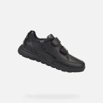 Geox Xunday Boy Black Sneakers Size 35 for School Uniforms Ultra Comfortable Breathable Leather Blend Lightweight Flexible Sole J743NB.043BC.C9999 Fast Delivery Easy Exchange - Geox