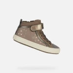 Kalispera Girl Sneakers Brown Suede-Like Upper Printed Stars 35 - Geox