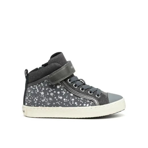 Geox Kalispera Girl Sneakers Grey Size 35 Urban Style Vulcanized Flexible Design Printed Suede and Pearlescent Leather Effect Material Comfortable Sneakers for Girls - Image 2