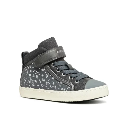 Geox Kalispera Girl Sneakers Grey Size 35 Urban Style Vulcanized Flexible Design Printed Suede and Pearlescent Leather Effect Material Comfortable Sneakers for Girls - Image 3