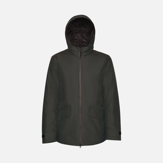Geox Clintford ABX Men's Waterproof 3/4 Length Jacket Dark Green Hooded Windproof Recycled Polyester 54 Urban Style - Clintford - Image 5