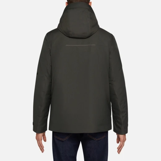 Geox Clintford ABX Men's Waterproof 3/4 Length Jacket Dark Green Hooded Windproof Recycled Polyester 54 Urban Style - Clintford - Image 6