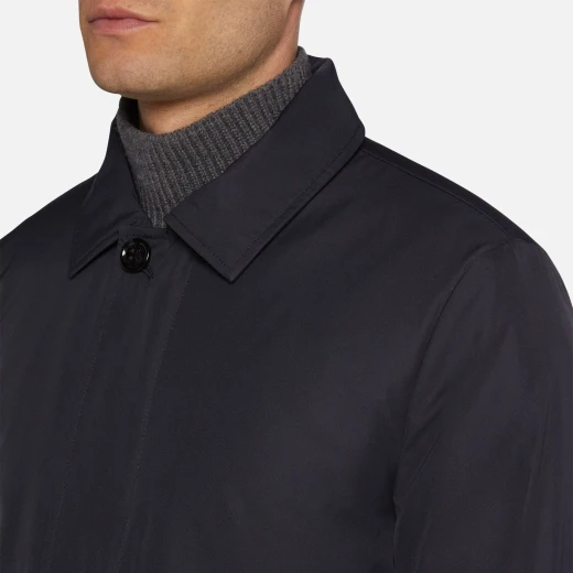 Geox Bayle Man Mid Length Hooded Jacket Midnight Blue Water Repellent Wind Resistant Polyester Twill Urban Formal 60 Size for Men's Outdoor Protection Breathable - Geox - Image 7