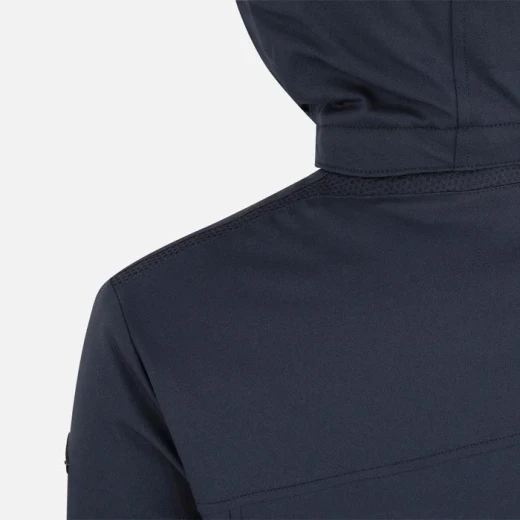 VINCIT Man's Longline Jacket Sky Captain Midnight Blue Recycled Polyester Twill Removable Hood Water Repellent Windproof Finish Sustainable Padding 60 - Vincit - Image 5