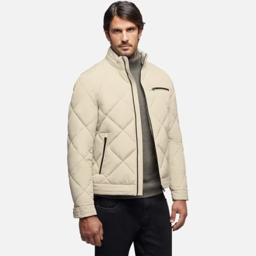 Geox Vicenda Man Short Jacket Off White with Diamond Quilted Design Sustainable Padding City Style for Men Size 58 Versatile Everyday Wear Fast Delivery and Easy Exchange - Geox - Image 2