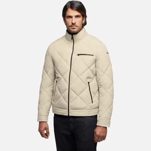 Geox Vicenda Man Short Jacket Off White with Diamond Quilted Design Sustainable Padding City Style for Men Size 58 Versatile Everyday Wear Fast Delivery and Easy Exchange - Geox - Image 3