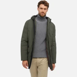 Geox Spherica Man Olive Green Parka Jacket Water Resistant Windproof