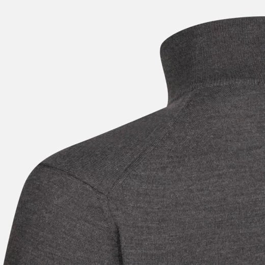 Men's Classic Knit Sweater with High Neck and Half Zip Closure XXL Melange Grey Merino Wool Blend Versatile Layering Option - Some brand - Image 4