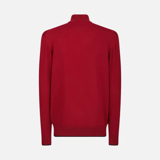 Classic Knit Man Sweater XXL Red: Merino Wool Blend High Neck Half Zip Comfortable Stylish 2024 Fashion - Image 4