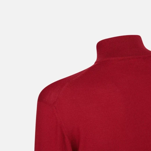 Classic Knit Man Sweater XXL Red: Merino Wool Blend High Neck Half Zip Comfortable Stylish 2024 Fashion - Image 6