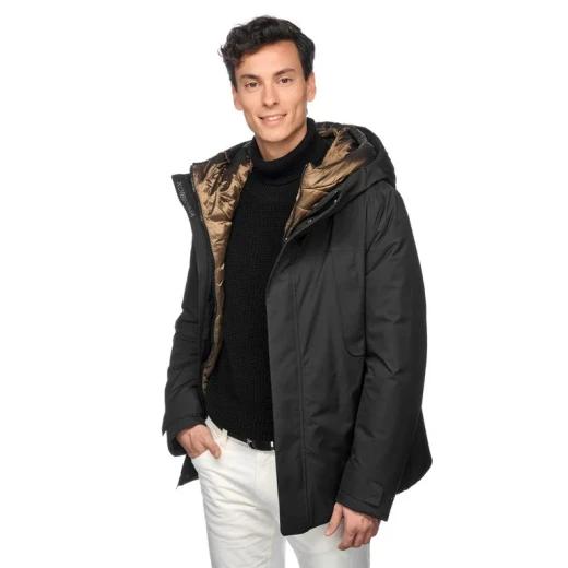 Geox Terreste Man Parka Jacket Black 60 Waterproof Mid Length Outdoorsy Design Recycled Polyester Twill Internal Detachable Bib EcologicWARM Wadding Fast Delivery Easy Exchange - Terreste - Image 13