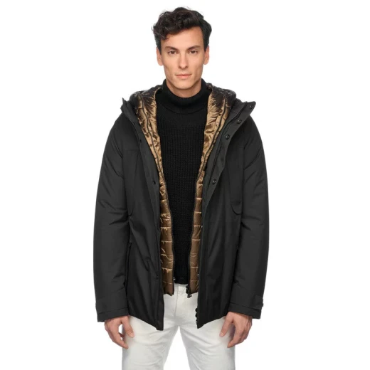 Geox Terreste Man Parka Jacket Black 60 Waterproof Mid Length Outdoorsy Design Recycled Polyester Twill Internal Detachable Bib EcologicWARM Wadding Fast Delivery Easy Exchange - Terreste - Image 6