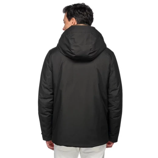 Geox Terreste Man Parka Jacket Black 60 Waterproof Mid Length Outdoorsy Design Recycled Polyester Twill Internal Detachable Bib EcologicWARM Wadding Fast Delivery Easy Exchange - Terreste - Image 8